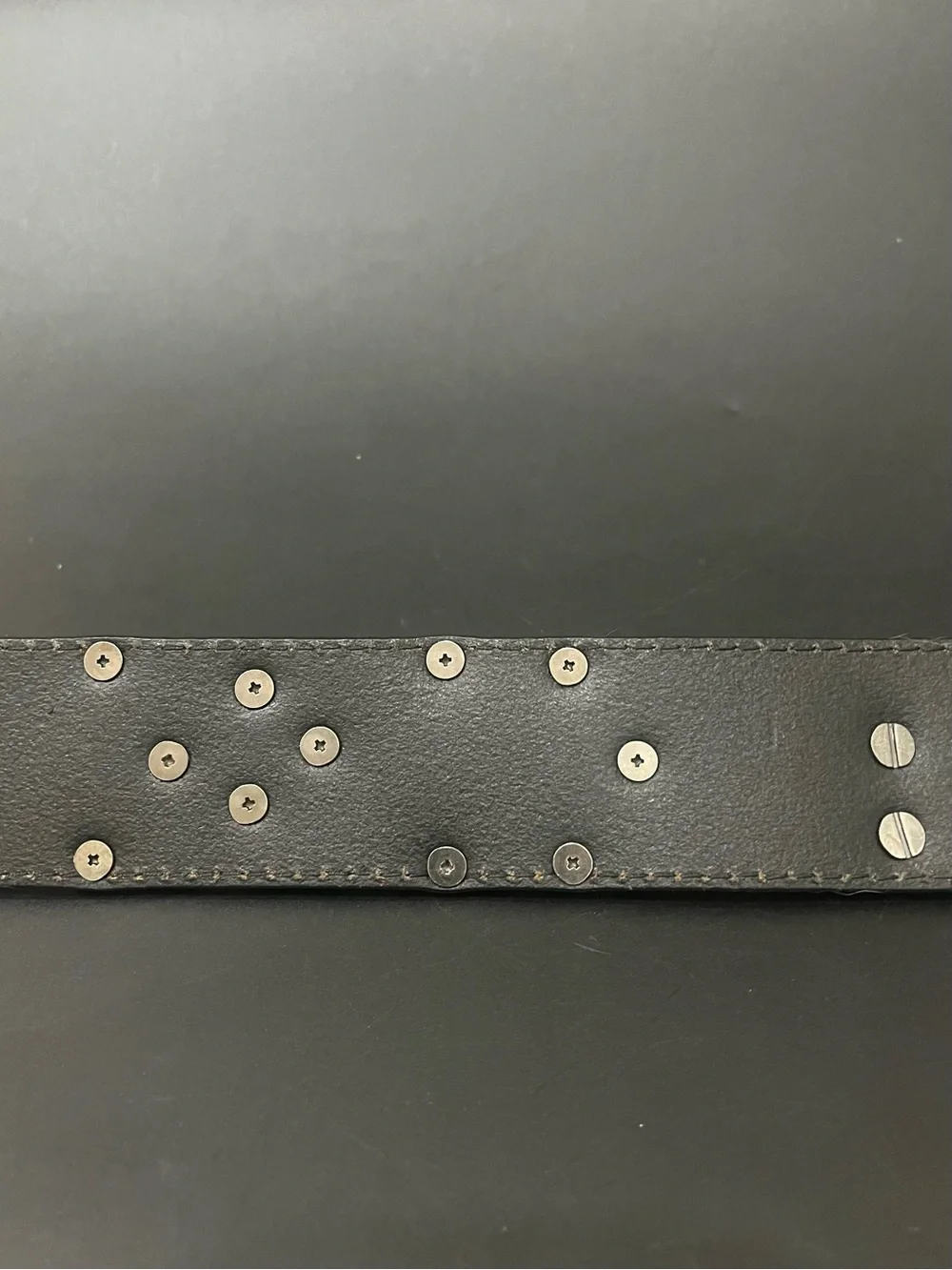 Rock Revival Mens Black Full Grain Leather Belt Distressed Metal Sz 38